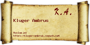 Kluger Ambrus névjegykártya